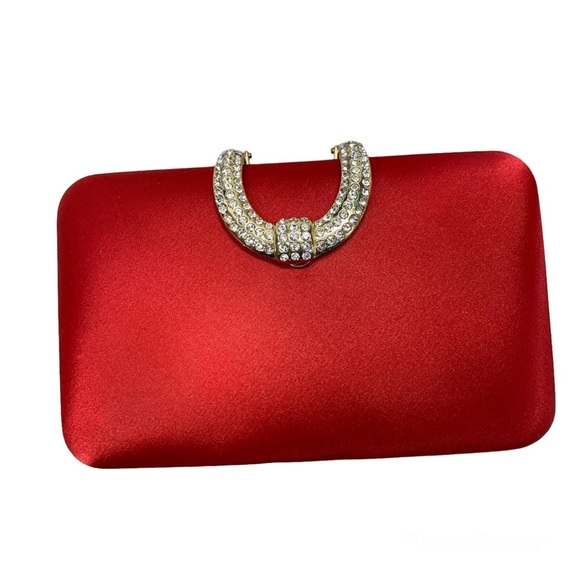 INC International Concepts Red Clutch with Silver Accent - Picture 1 of 14